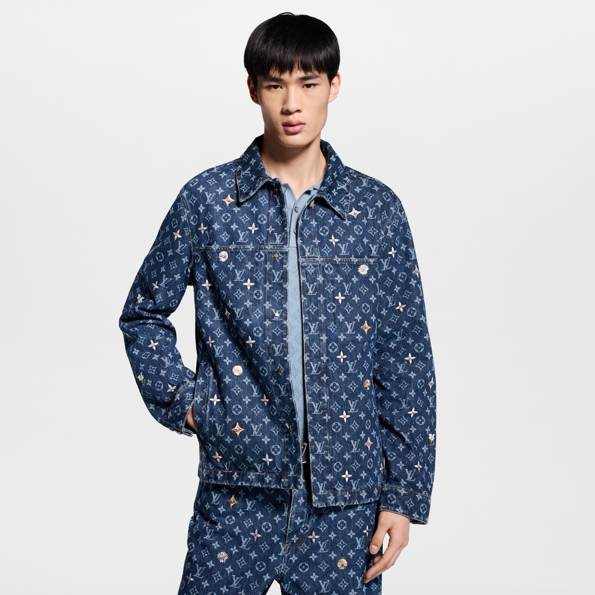 Monogram Embroidered Denim Overshirt - Ready-to-Wear | Louis